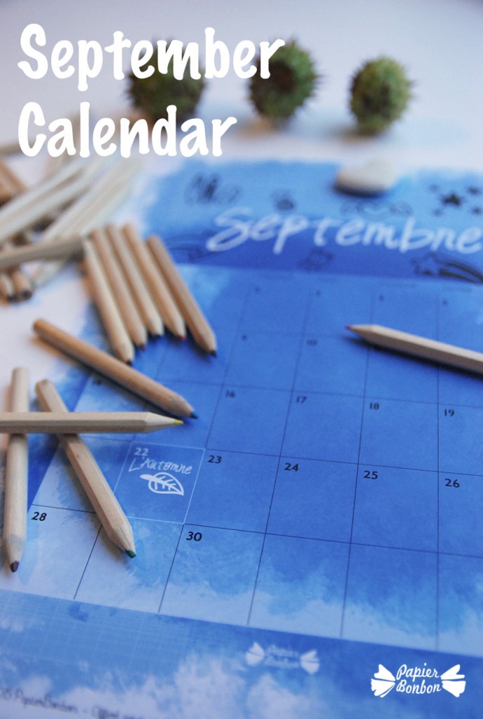 September printable calendar Papier Bonbon