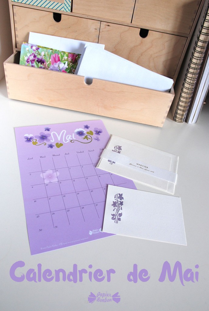 Calendrier de mai à imprimer - Printable violette