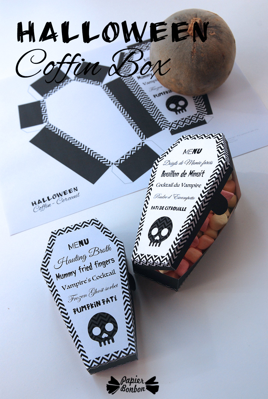 Halloween coffin favor box - printable - Papier Bonbon