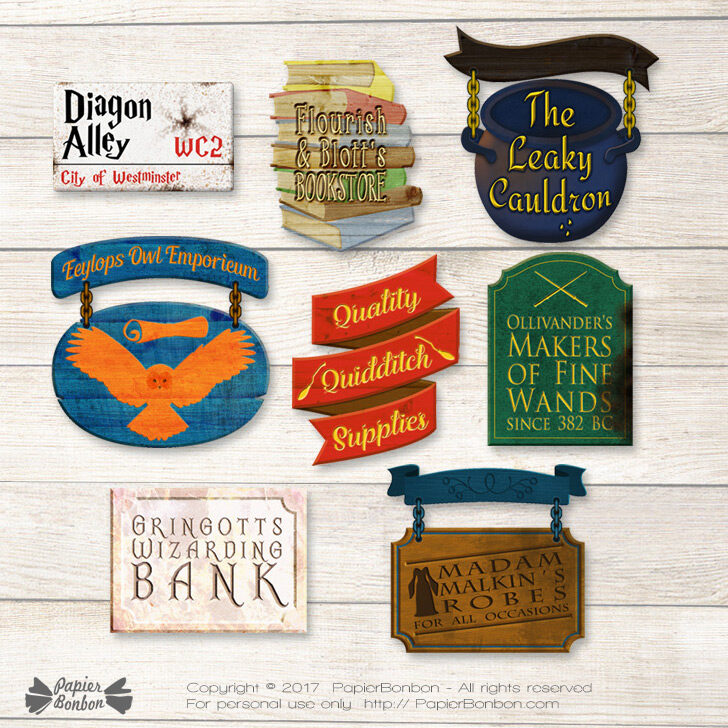 Diagon Alley retailer symptoms - Harry Potter photo relating to Harry Potter Printable Signs called Diagon Alley retail store indicators - Harry Potter