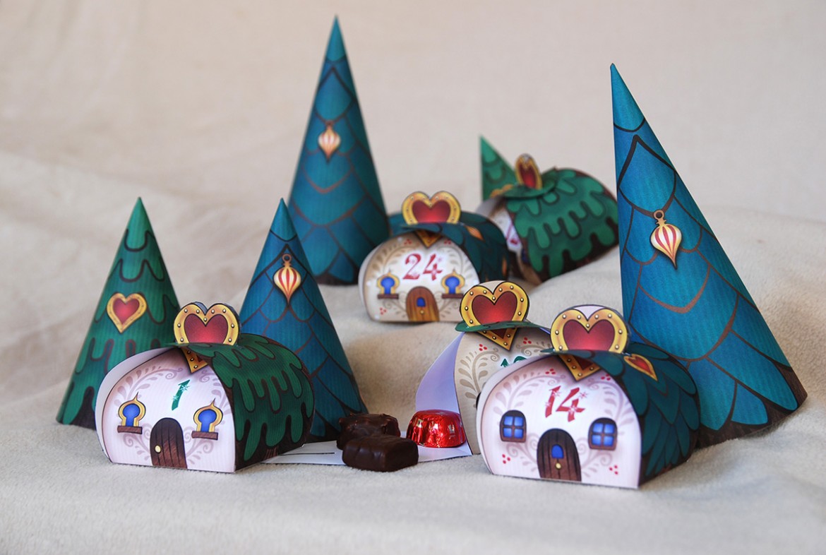 Calendrier de l'Avent - Village de Noël dans les sapins