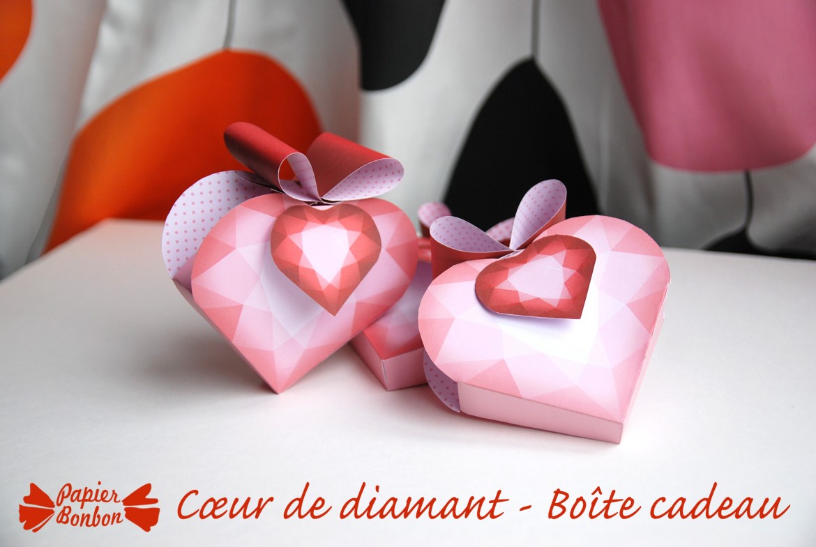 Boîtes cadeau cœur de diamant printable