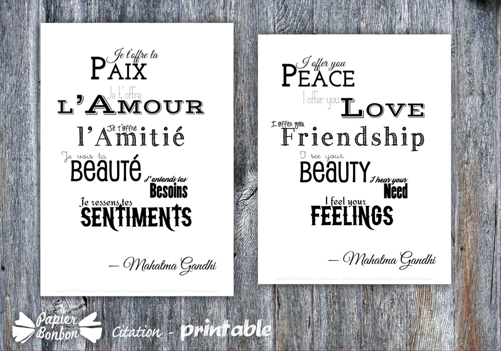 Fonts Pairing Gandhi Inspirational Quote Printable Papier Bonbon