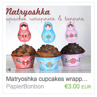 Matryoshka cupcakes wrappers & toppers