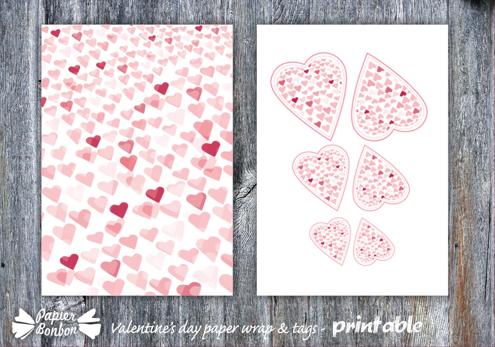 Printable: Valentine's Day paper wrap & tags - Papier Bonbon