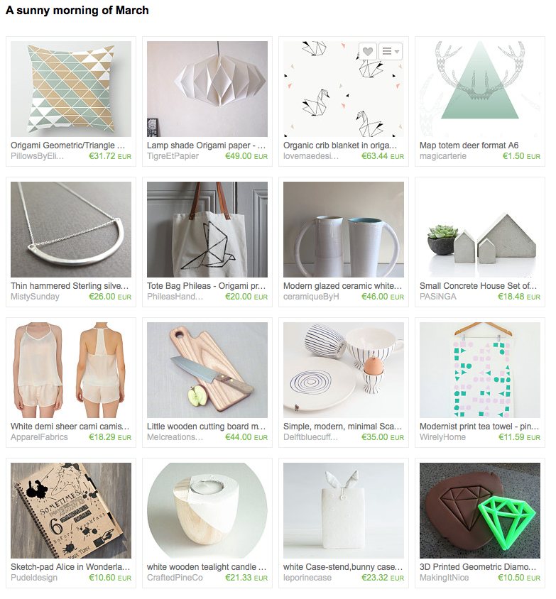 Treasury - Selection Etsy du mois de Mars 2015