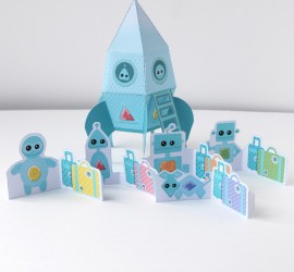 Décoration de fête personnalisable - robots & fusée