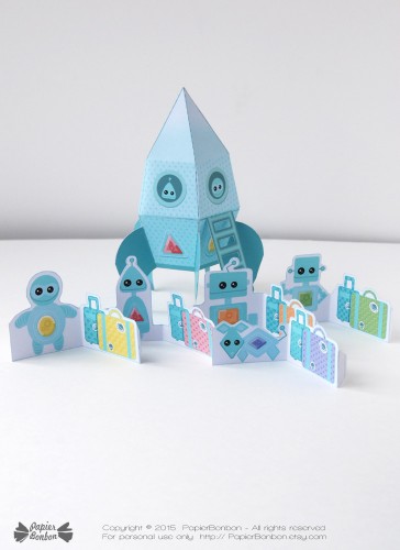 Décoration de fête personnalisable - robots & fusée