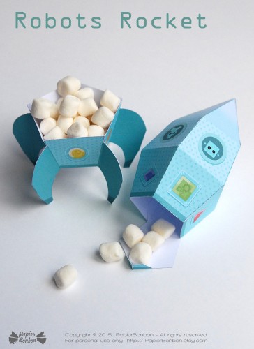 Anniversaire robots et fusée : kit de décoration de fête d'anniversaire : boîte cadeau fusée