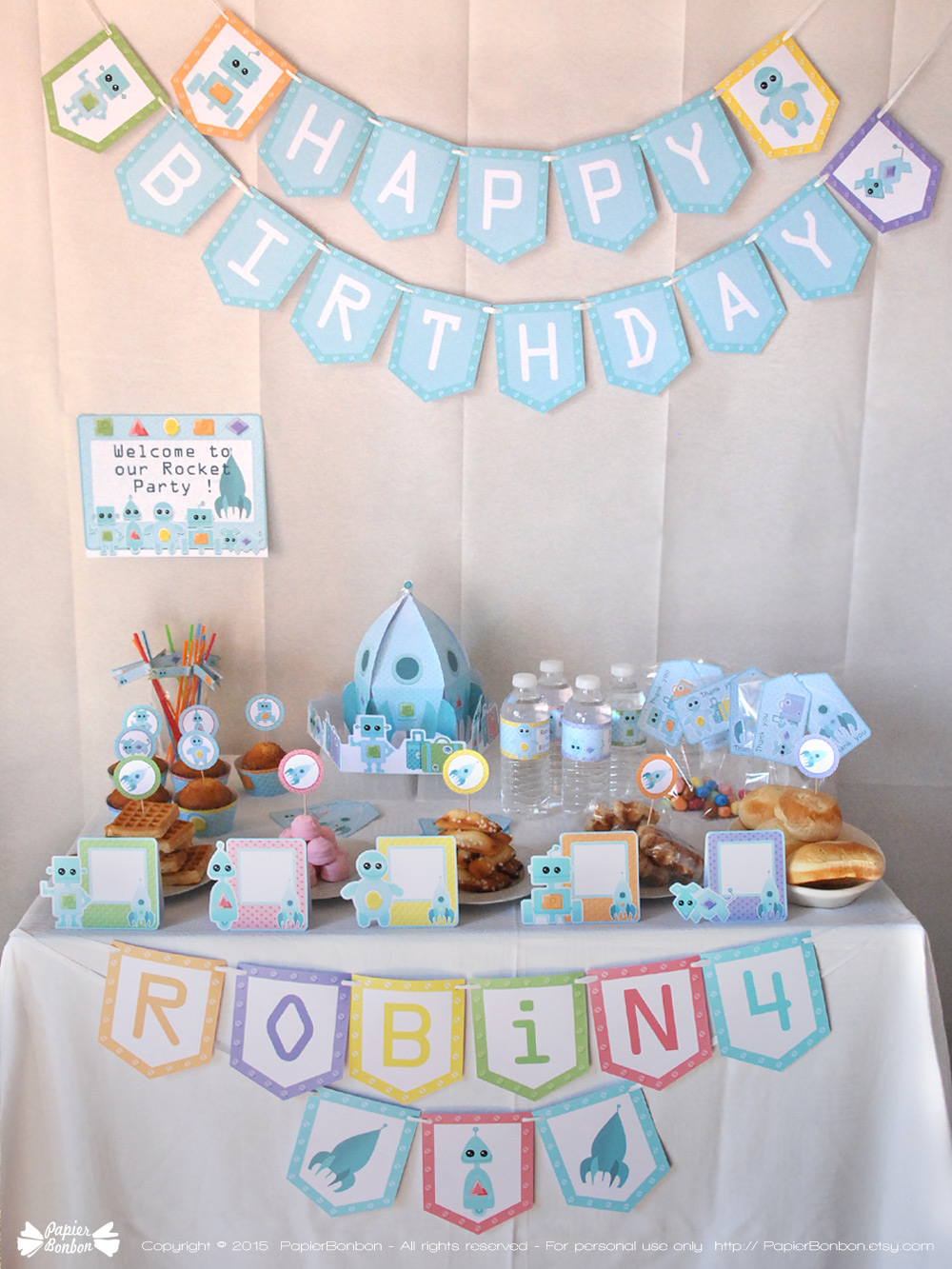 Robots And Rocket Birthday Party Decoration Kit Papier Bonbon