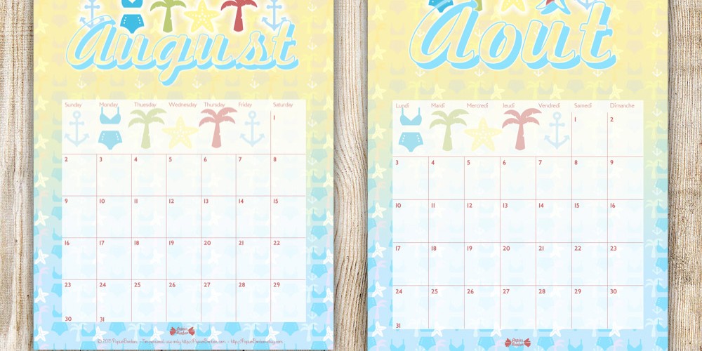 Printable calendrier août