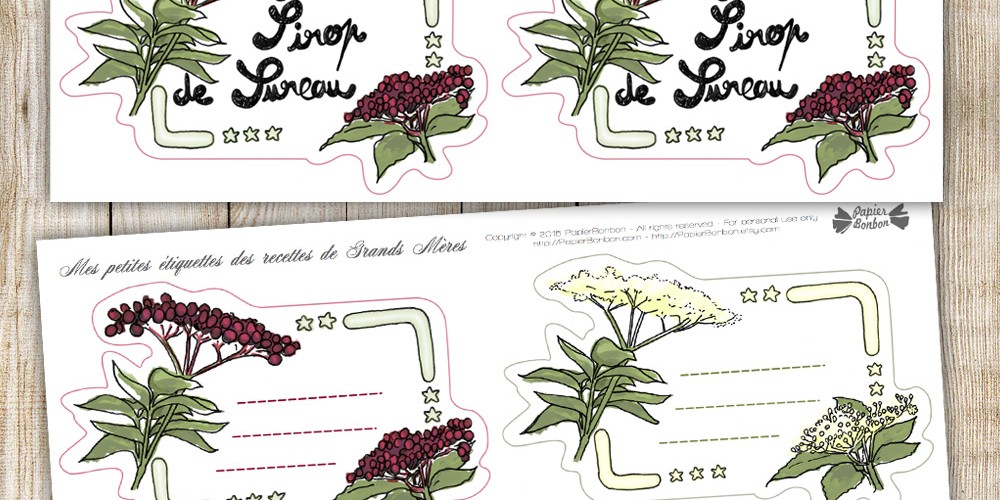 Etiquettes à imprimer fleurs et baies de sureau