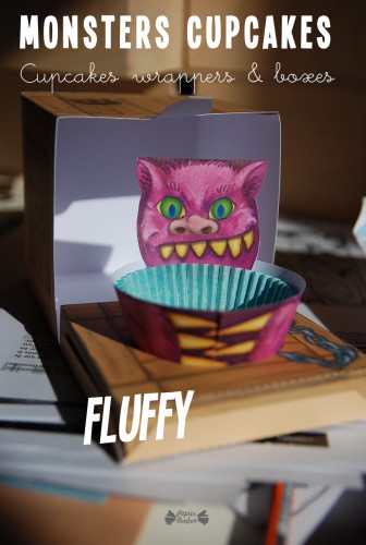 Monster cupcake wrapper fluffy monster