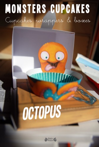Monster cupcake wrapper octopus