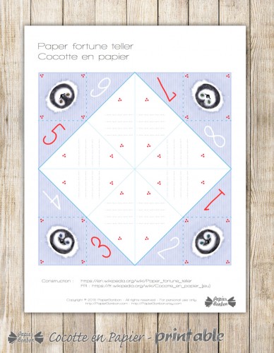 Printable : cocotte papier pinguoin
