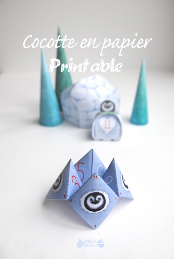 Printable : cocotte papier pinguoin