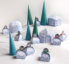 Calendrier de l'Avent Le Village de Noël des Pingouins - un printable de la Papier Bonbon