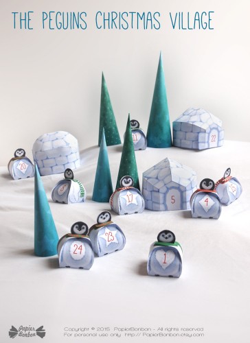 Advent Calendar The Penguins Xmas Village - A Papier Bonbon Printable