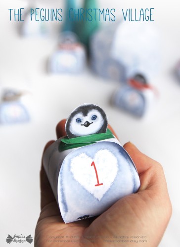 Calendrier de l'Avent Le Village de Noël des Pingouins - un printable de la Papier Bonbon Détail