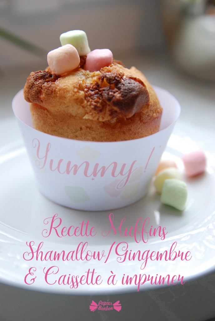 Recette muffin shamallow gingembre & caissette de présentation à imprimer