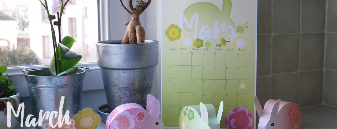March Printable Calendar & the bunny DIY gift box