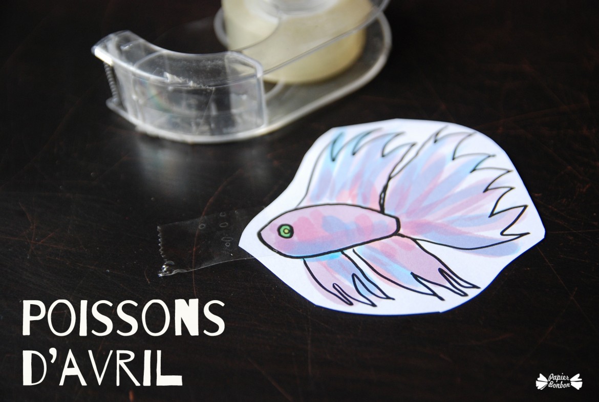 Printable et coloriage découpage de poissons d'Avril à accrocher dans les dos