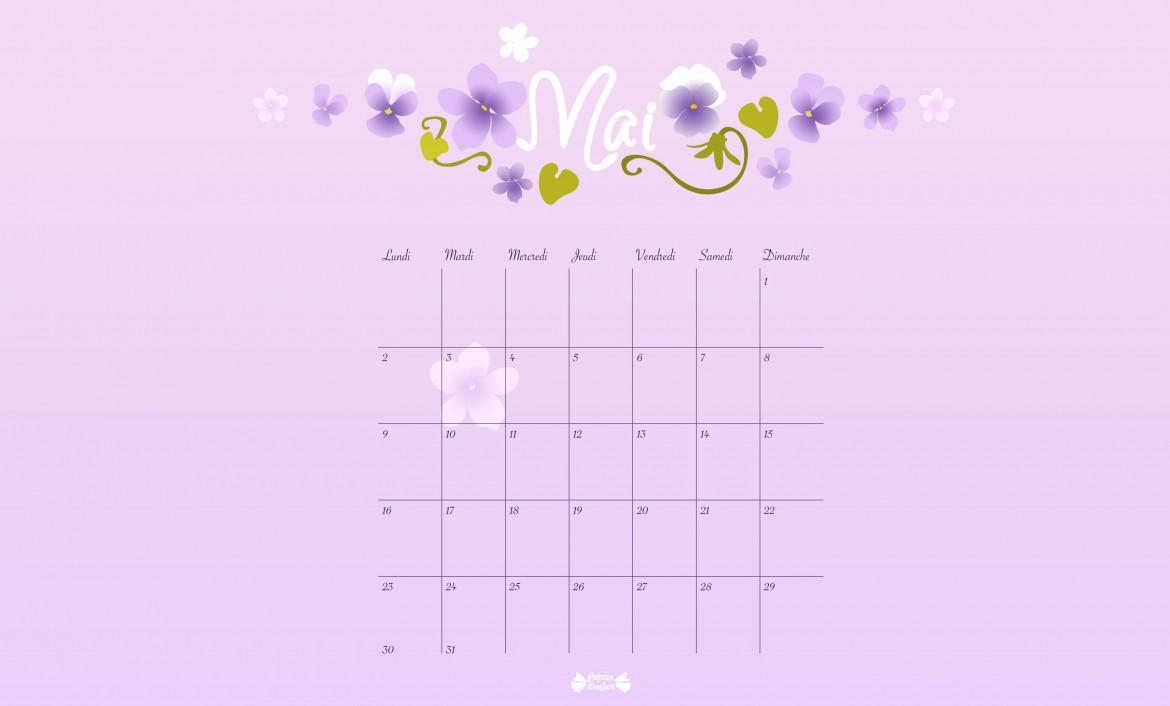 Calendrier de mai : fond d'écran violettes desktop-wallpaper