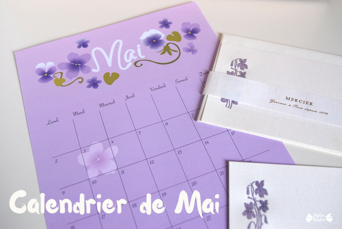 Calendrier de mai à imprimer - Printable violette