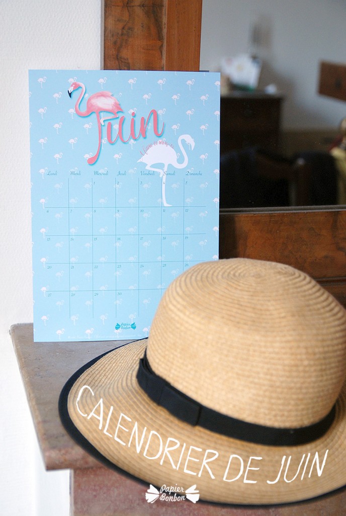 calendrier à imprimer gratuit Juin 2016 Flamand rose