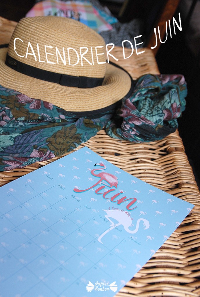 calendrier à imprimer gratuit Juin 2016 Flamand rose