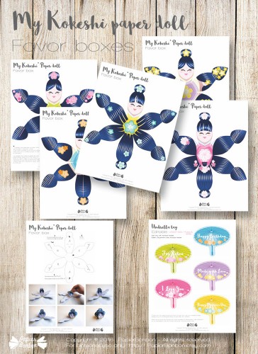 Kokeshis gift box (printable)