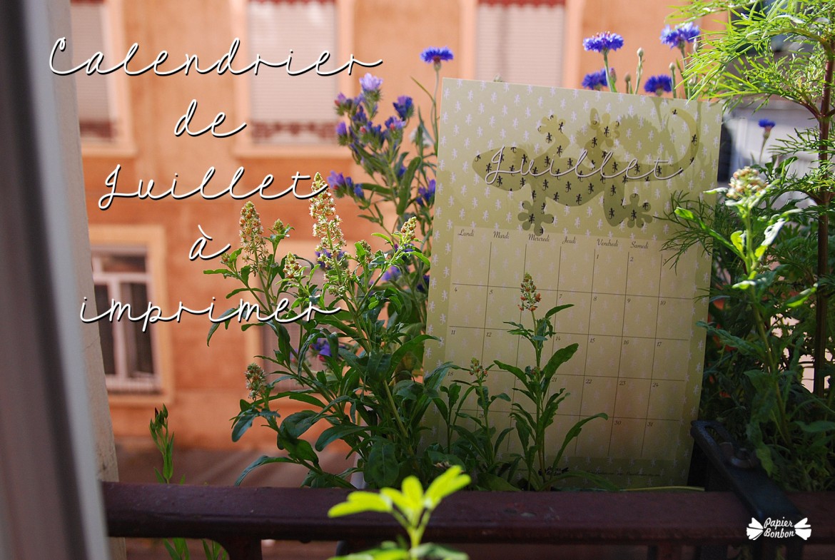 Calendrier de juillet à imprimer - Printable Gecko vert