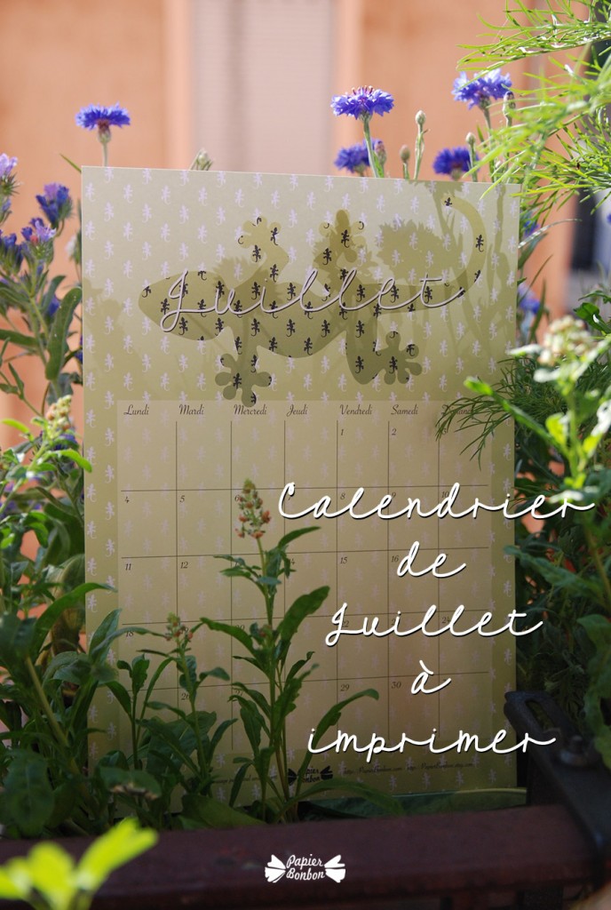 Calendrier de juillet à imprimer - Printable Gecko vert