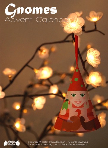 Calendrier de l'Avent printable Les gnomes DIY papier Bonbon