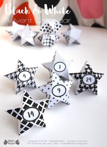 Calendrier de l'Avent printable Les Etoiles graphiques DIY papier Bonbon