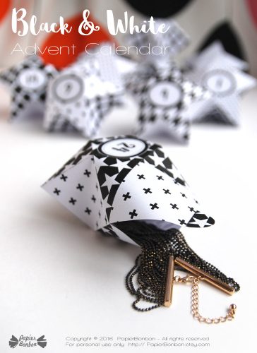 Calendrier de l'Avent printable Les Etoiles graphiques DIY papier Bonbon
