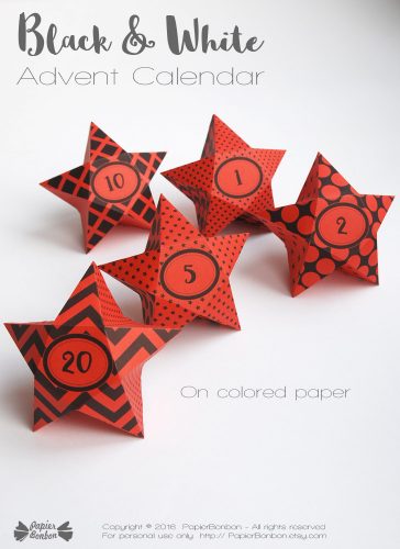 Calendrier de l'Avent printable Les Etoiles graphiques DIY papier Bonbon
