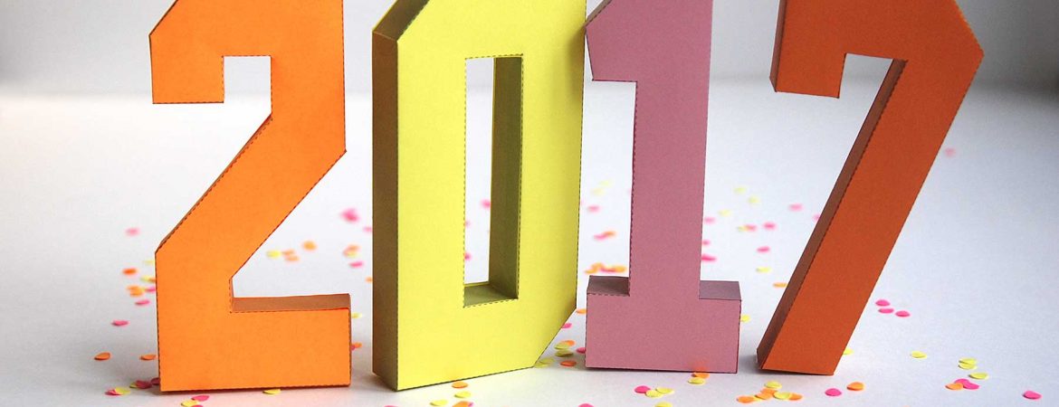 Year 2017 in 3 D - numbers template