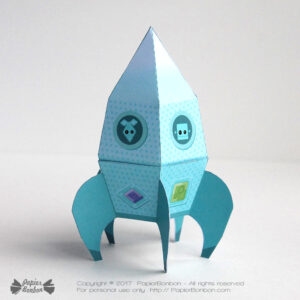 Fusée papertoy et boite - papertoy rocket and gift box