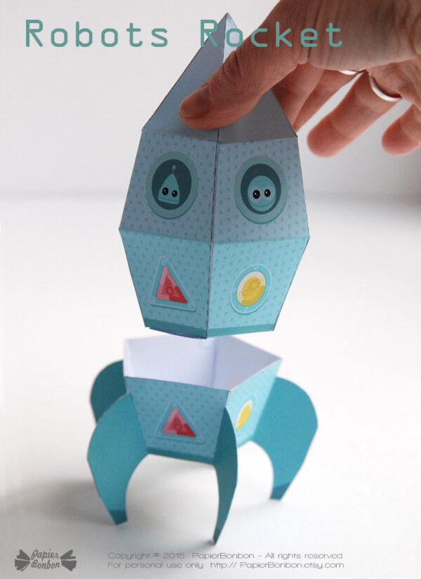 Fusée papertoy et boite - papertoy rocket and gift box