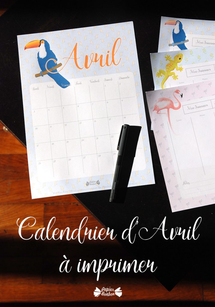 calendrier d'avril 2017 à imprimer - gratuit - Et à découvrir semainier planning