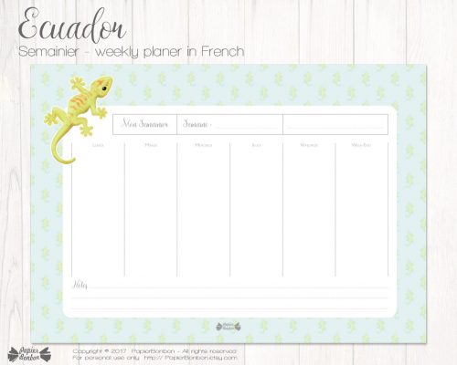 à imprimer semainier planning Gecko