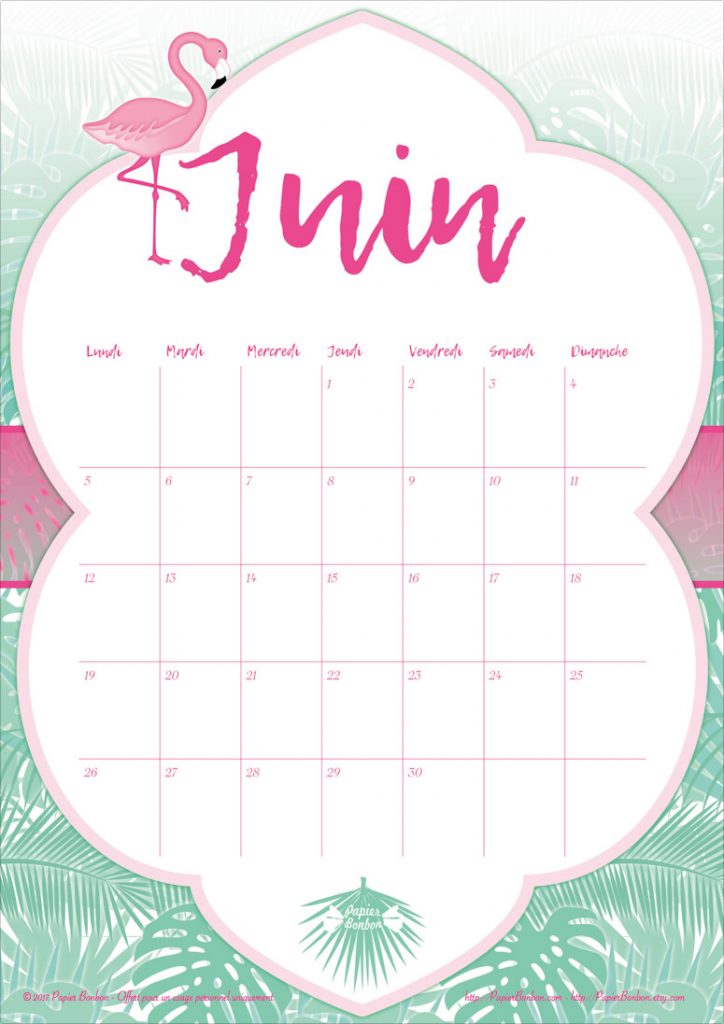 calendrier à imprimer juin17