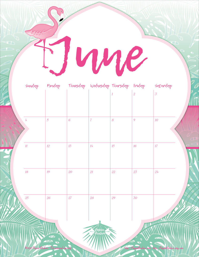 Printable Blank Calendar For June