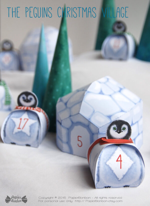 Calendrier de l'Avent Village Pingouins / Penguins Village Advent Calendar