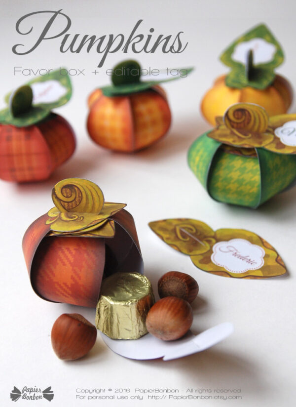 Boîte cadeau Citrouille automne / thankful pumpkin favor box