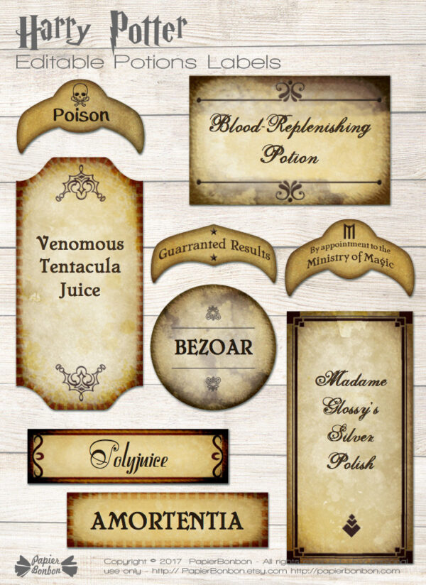 Etiquettes potions Harry Potter - editable labels