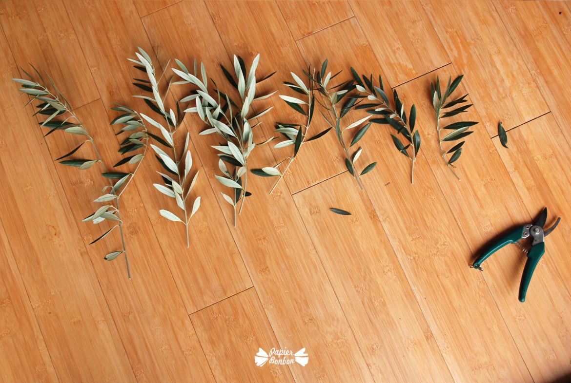 Faire une couronne avec des branches d'olivier