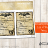 Vintage Halloween Invitation Instant Download, editable Halloween Party Invitation, Printable Halloween Invitation, bat & skull, 5" x 7" - Invitation d'Halloween vintage editable, carte d'invitation chauve souris crâne à personnaliser pour Halloween