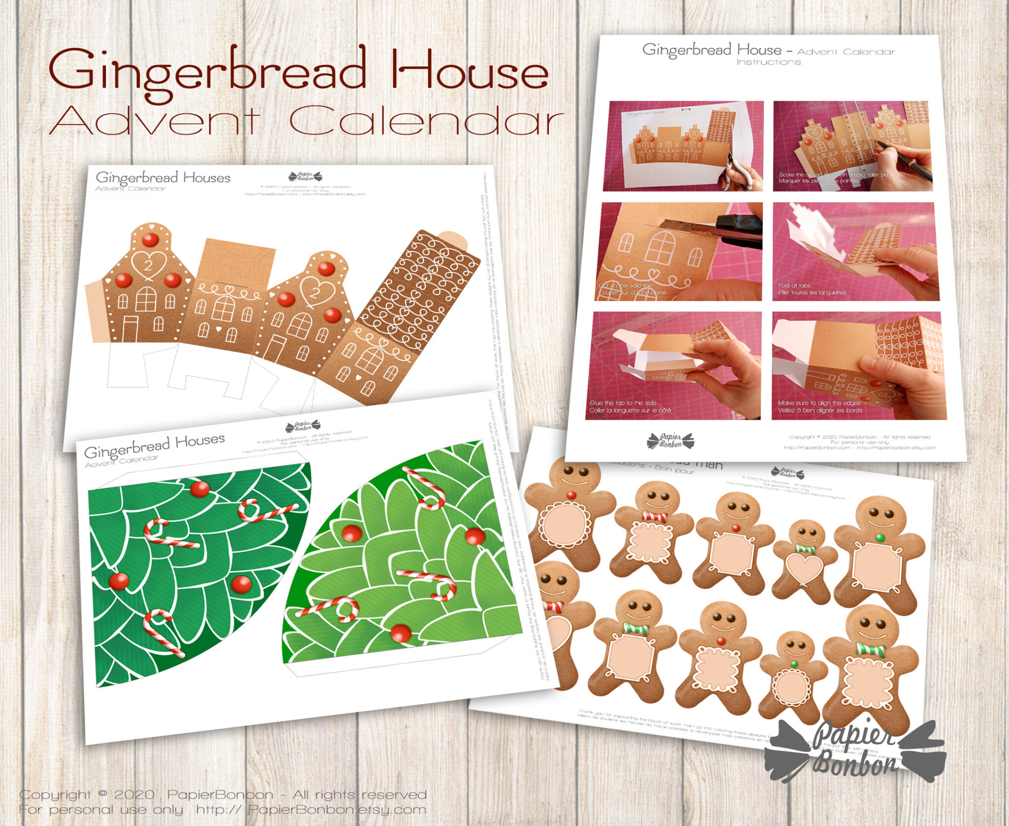 Gingerbread house Advent calendar Papier Bonbon